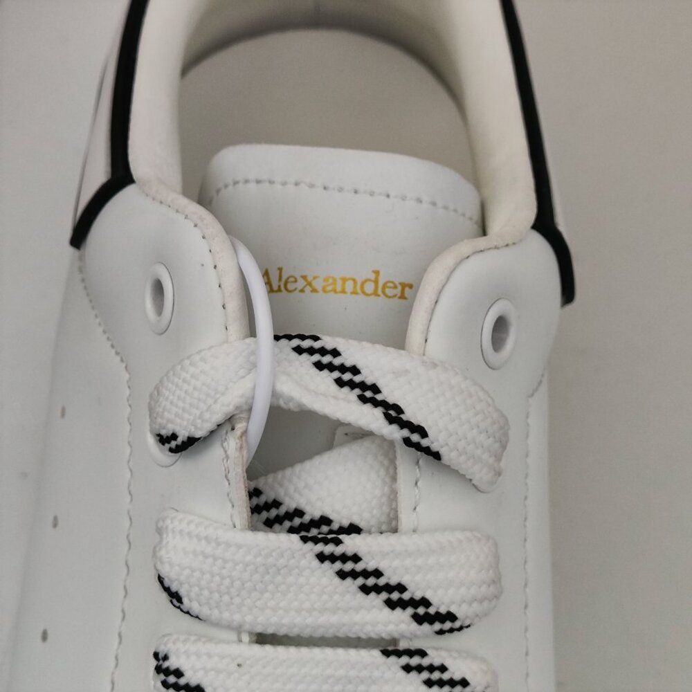 Alexander McQueen White Leather Low-Top Sneakers with Striped Laces - Picture 6 of 8